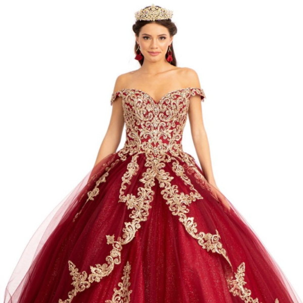 NEW LONG MESH OFF THE SHOULDER SLEEVELESS BALL GOWN WITH LACED BACK GL1972